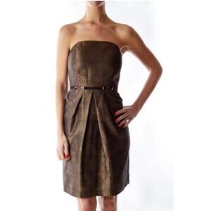 Antonio Melani Perla Strapless Party Sheath Dress Bronze Brown Black NWT